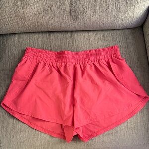 Women’s Pink Elastic-Waist Athletic Shorts